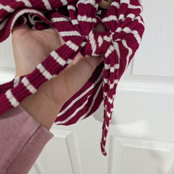 Lane Bryant Berry Striped Classic Button-Front Knit Tee With Tie-Hem Size 18/20 - Picture 10 of 10